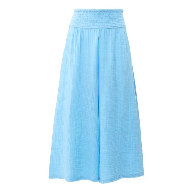 Pantaloni Culotte Maya, in garza di cotone Blu