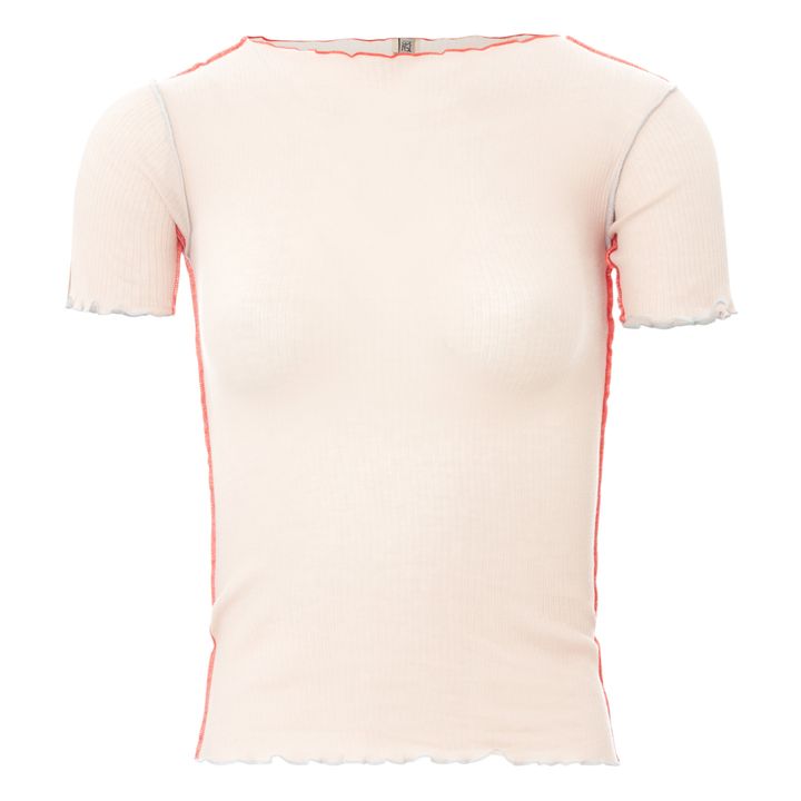 Baserange - Vein Ribbed T-shirt - Pale pink | Smallable