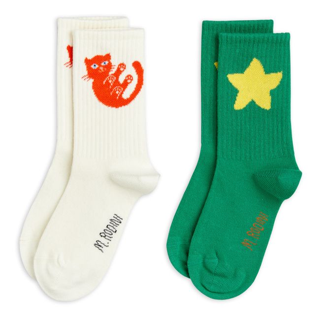 Pack 2 Chaussettes Chat Vert