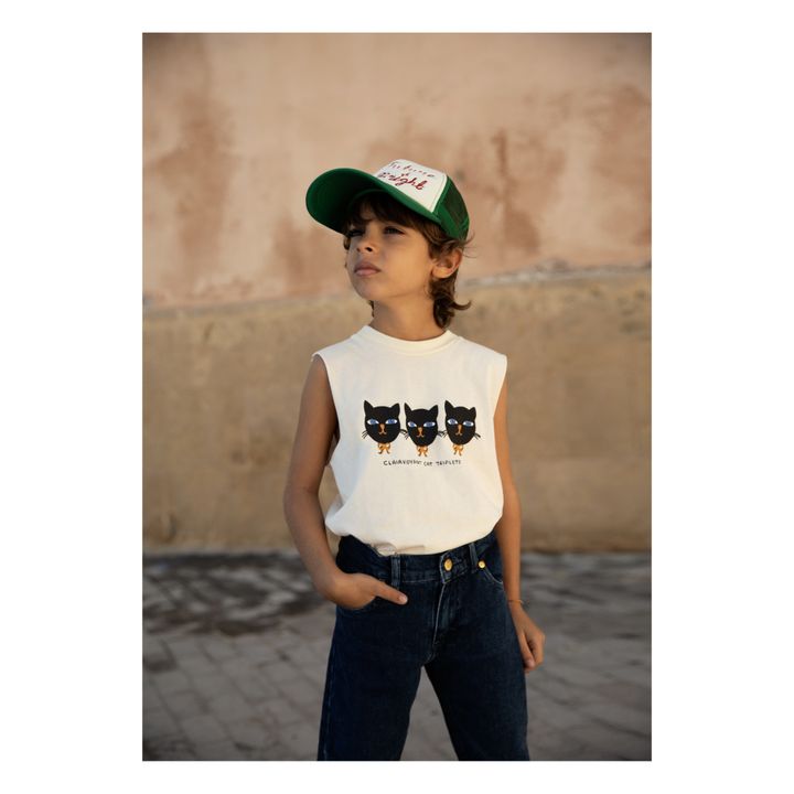 Organic Cotton Cat Triplets Tank Top White- Product image n°4