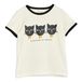 Organic Cotton Cat Triplets T-Shirt Blanco- Miniatura produit n°0