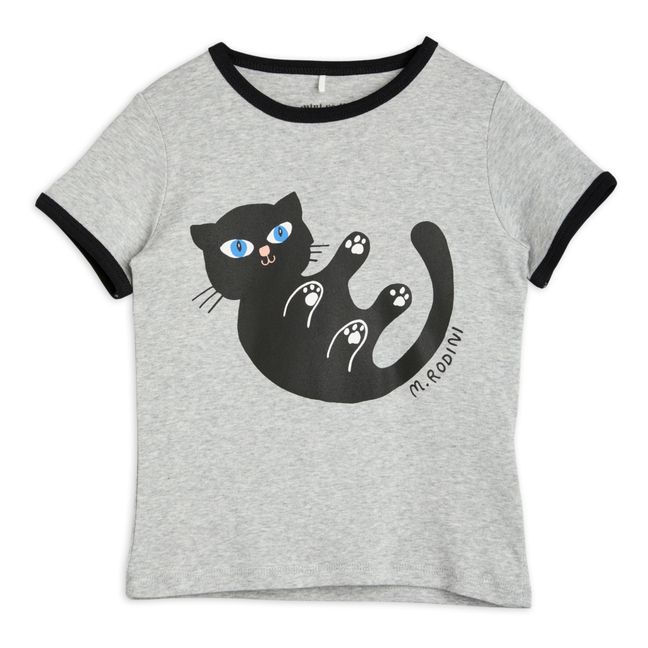 Organic Cotton Cat Logo T-Shirt Grigio