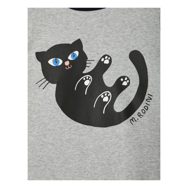 Camiseta de algodón orgánico con logotipo de gato | Gris