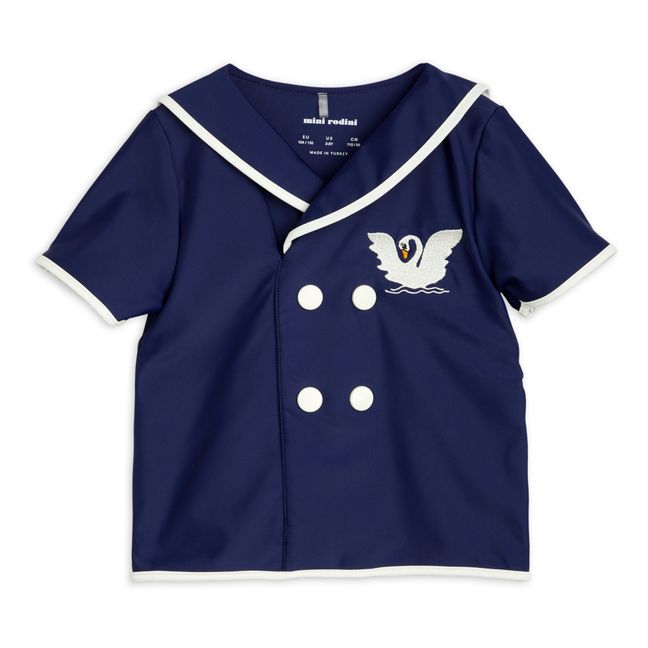 Anti-UV Button-Up T-Shirt Navy blue