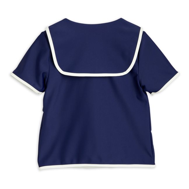 Anti-UV Button-Up T-Shirt Blu marino