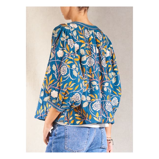 Ida Embroidered Jacket Blu petrolio