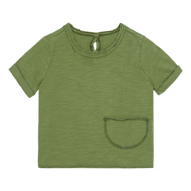 Slub Cotton Pocket T-shirt Green