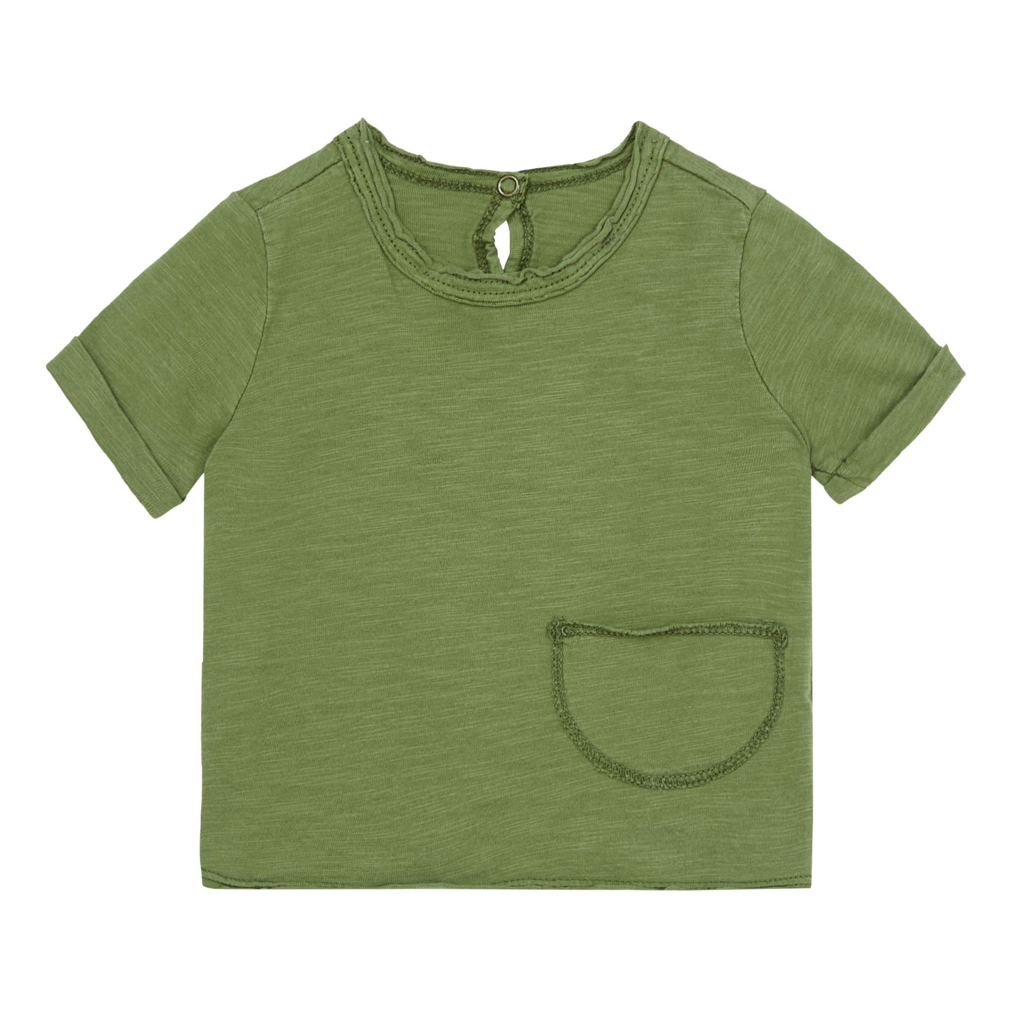 Slub Cotton Pocket T-shirt Verde- Imagen del producto n°0