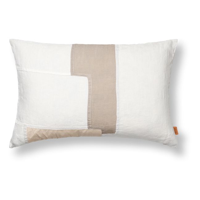 Coussin Part patchwork en lin  | Blanc