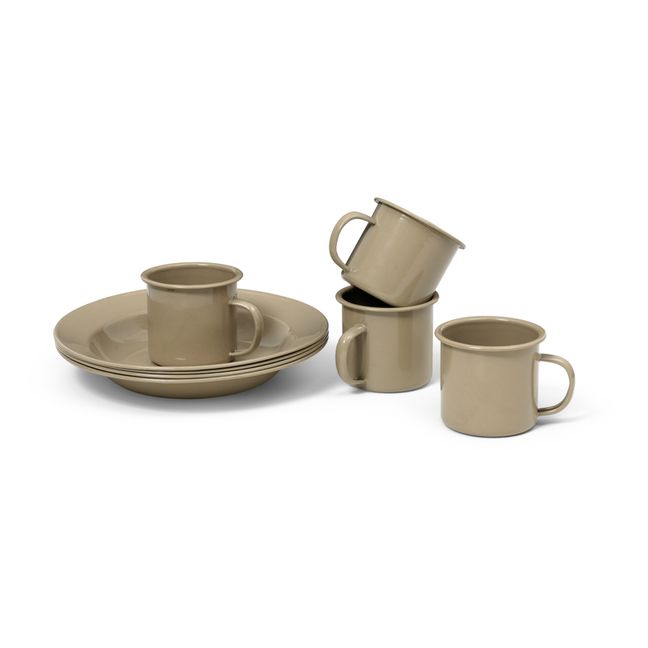 Yard Enamel Tableware Set - 8 Pieces | Beige rosado