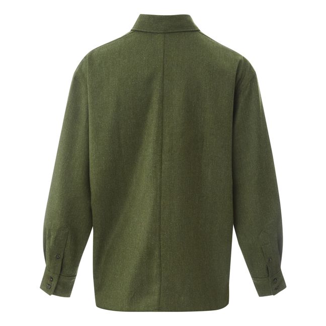 Salzbourg Woollen Flannel Shirt | Verde militare