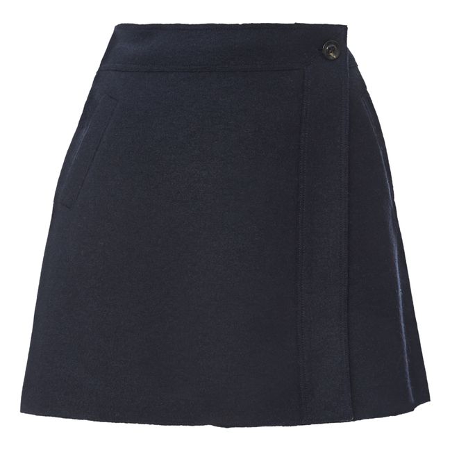 Saga Boiled Wool Skirt | Blu marino