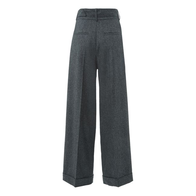 Robinson Woollen Flannel Pleated Trousers | Gris