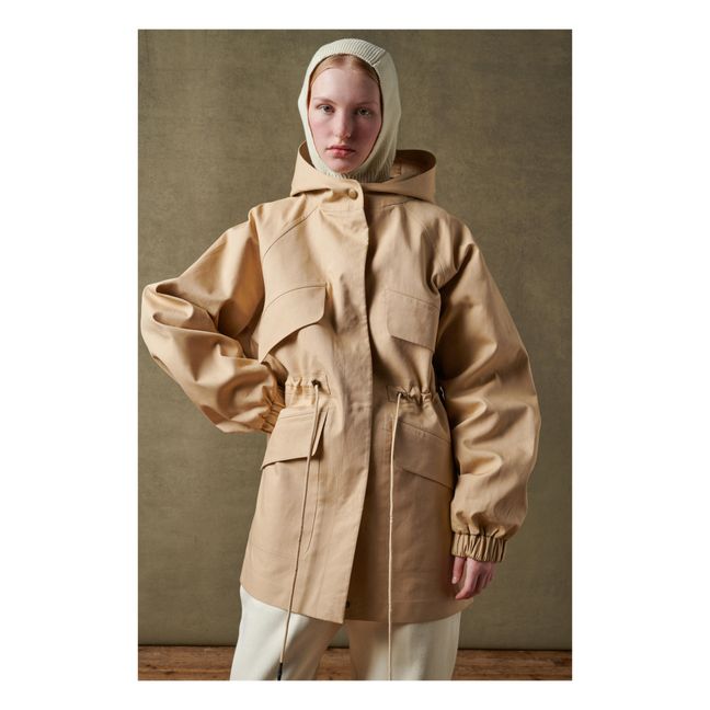 Seattle Oiled Cotton Water Repellant Parka Beige