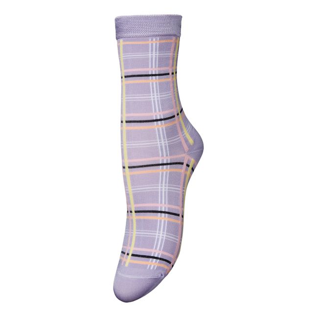 Chaussettes Exie Check Lilas