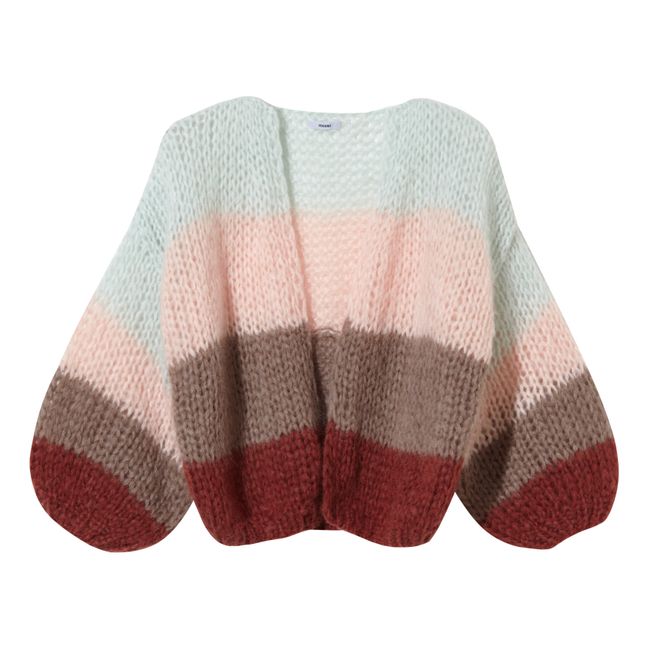 Colourblock Mohair and Wool Big Bomber Cardigan | Pale pink