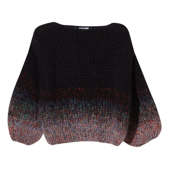 Mohair and Wool Gradient Fade Big Jumper Negro