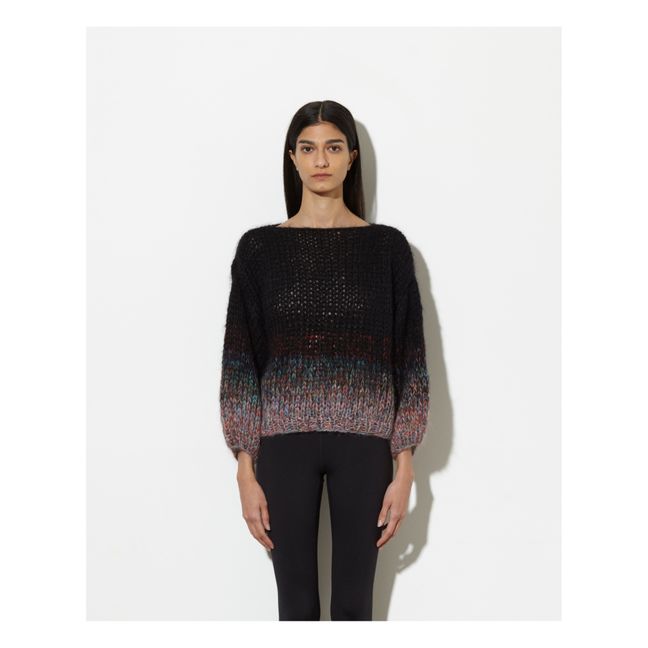 Mohair and Wool Gradient Fade Big Jumper Negro