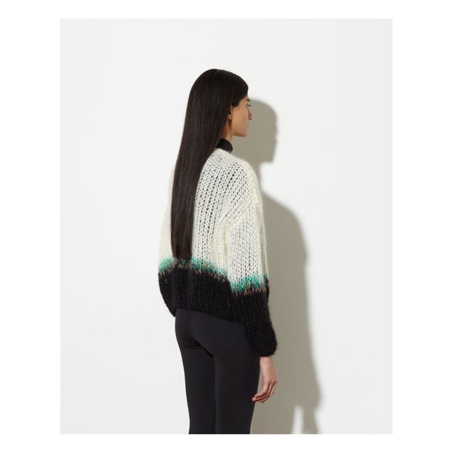 Small V-Neck Mohair and Wool Small Cardigan | Ecru