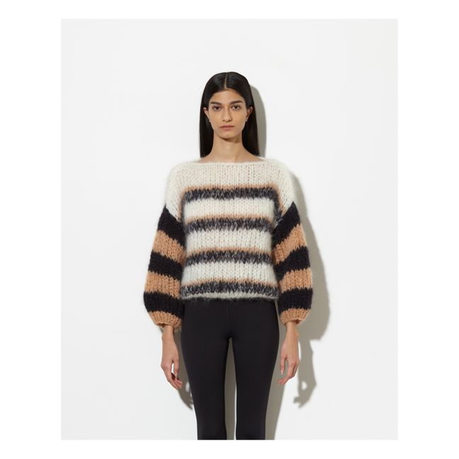 Multicolour Striped Mohair and Wool Big Jumper Crudo