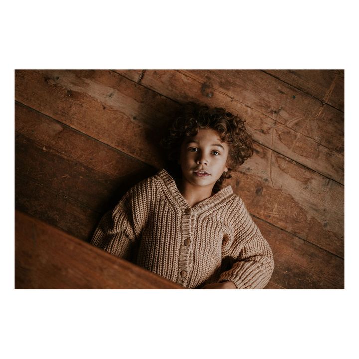 Chunky Organic Cotton Cardigan | Beige- Imagen del producto n°4