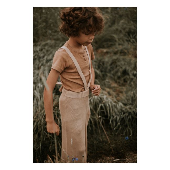 Organic Cotton Knitted Trousers | Beige