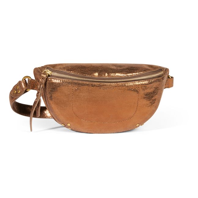 Lino Goatskin Lamé Leather Belt Bag Bronzo