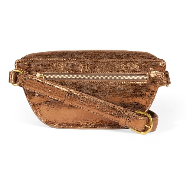 Lino Goatskin Lamé Leather Belt Bag Bronze