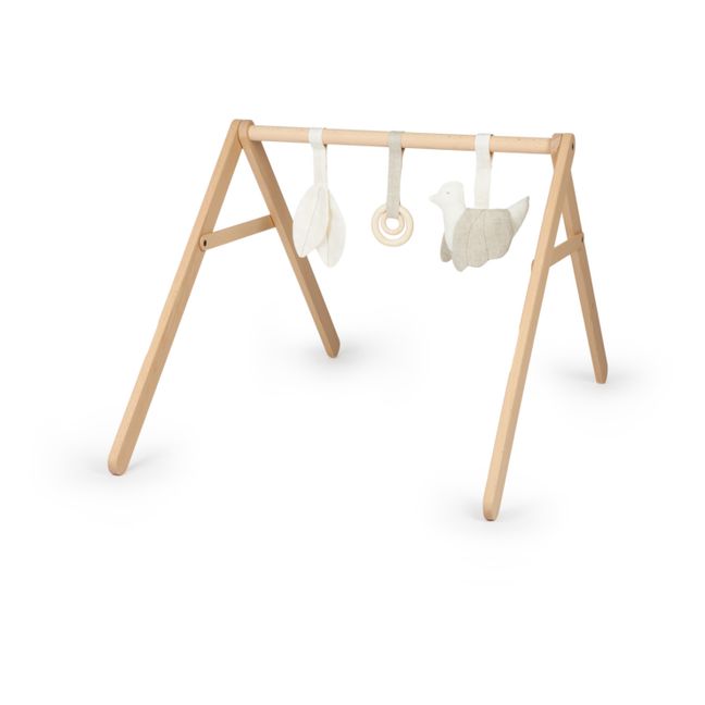 Arco de estímulo de madera con sus juguetes - Lino Francés | Beige