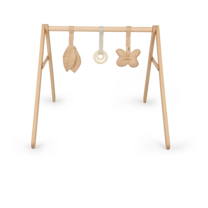 Arco de estímulo de madera con sus juguetes - Lino Francés | Arena- Imagen del producto n°0