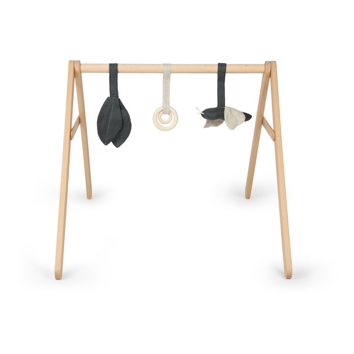 Arco de estímulo de madera con sus juguetes - Lino Francés- Imagen del producto n°0