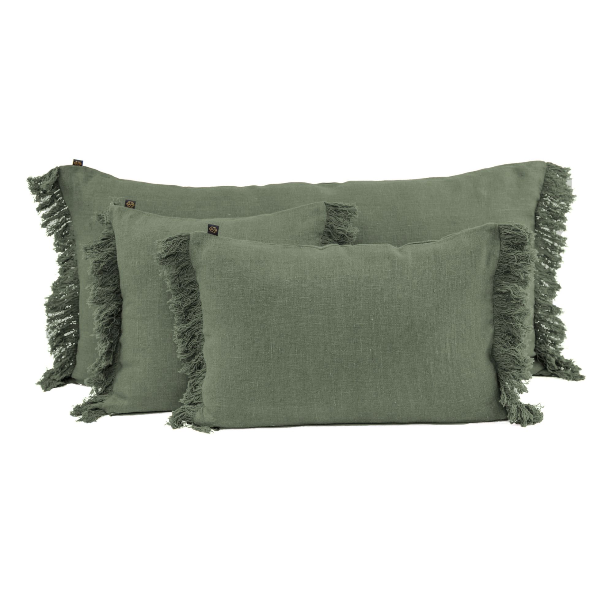 Wani Linen Fringed Cushion Cover | Khaki- Product image n°0