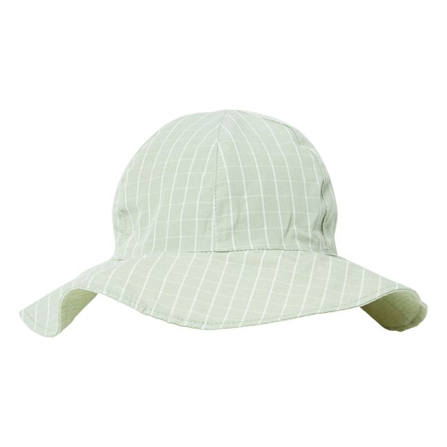 Amelia Checked Organic Cotton Reversible Hat | Blue Green