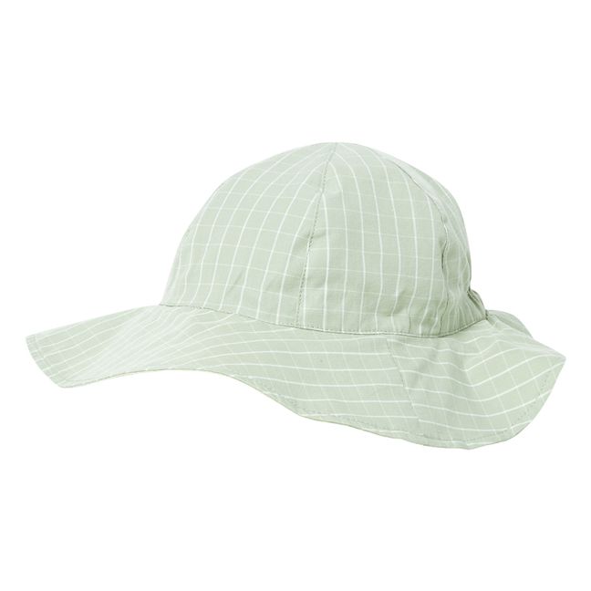 Amelia Checked Organic Cotton Reversible Hat Blue Green