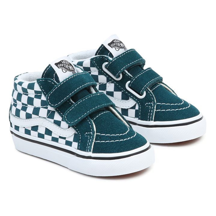 Vans SK8 Mid Reissue Checkered Sneakers Blue Green Smallable