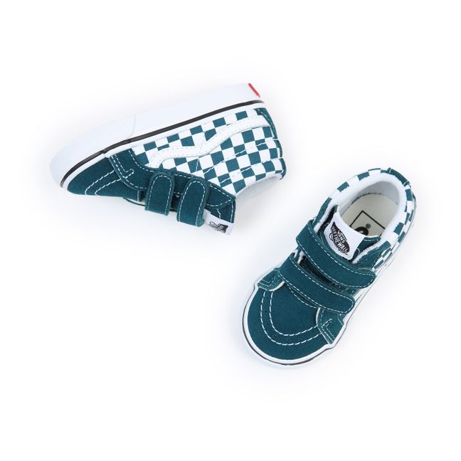 Sneakers, con velcro, modello: Scratch SK8-Mid Reissue, a scacchi Verde Acqua
