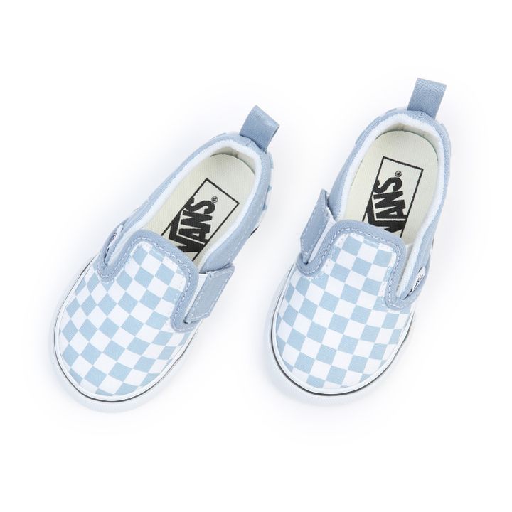 Checkered Slip-On Velcro Shoes | Light Blue- Product image n°2
