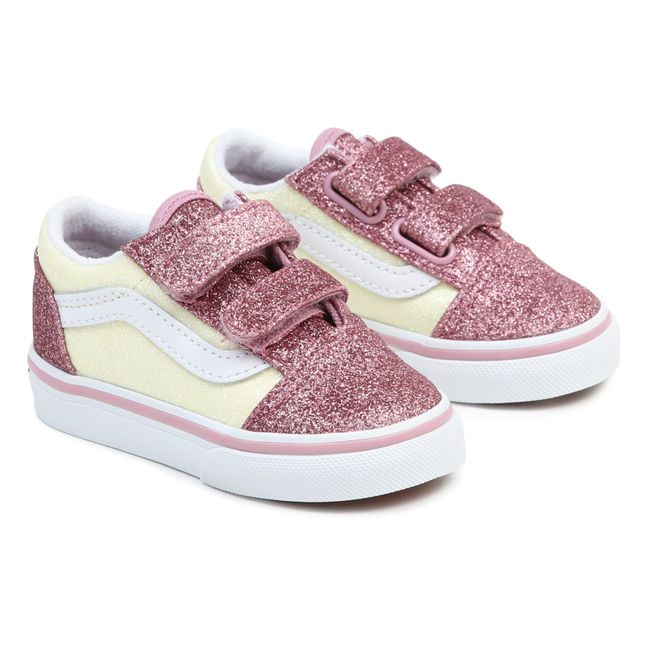 Old Skool Glitter Velcro Sneakers | Pink