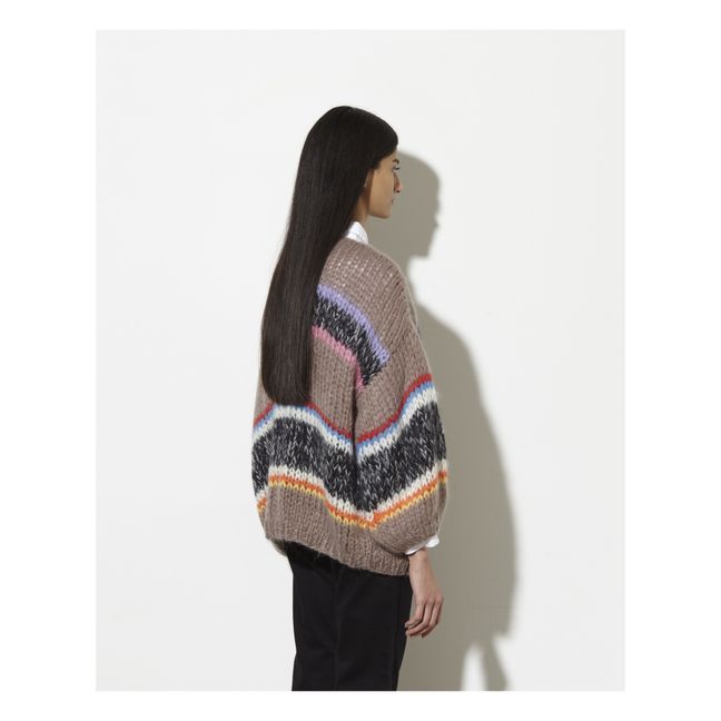 Garlor Striped Mohair and Wool Bomber Cardigan Topo