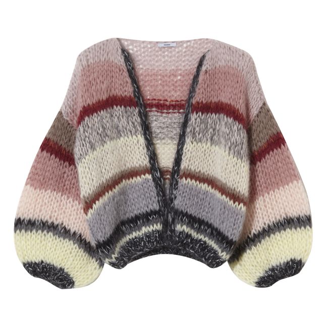 Garlor Striped Mohair and Wool Bomber Cardigan Pink