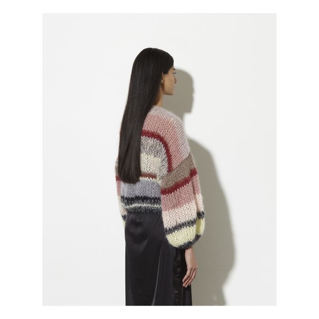 Garlor Striped Mohair and Wool Bomber Cardigan | Pink