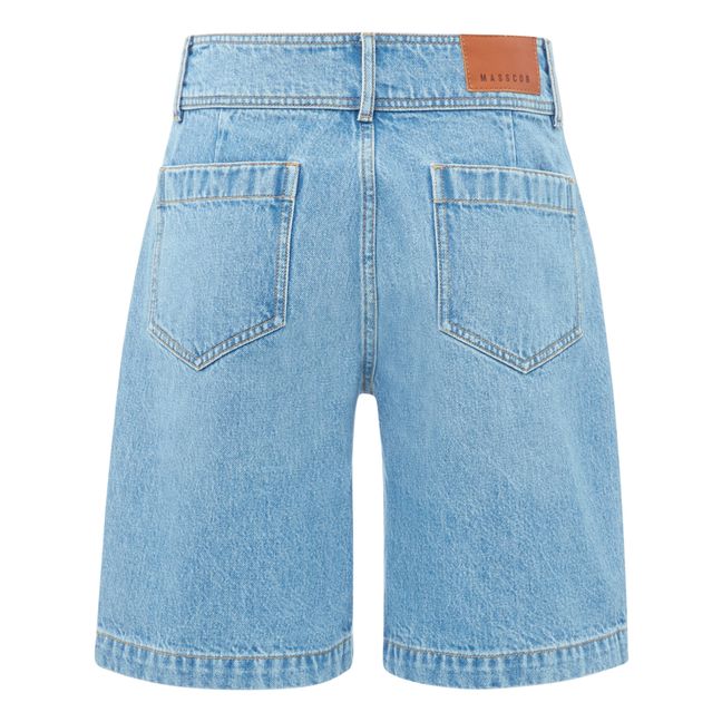 Vico Recycled Cotton Denim Bermuda Shorts Blu