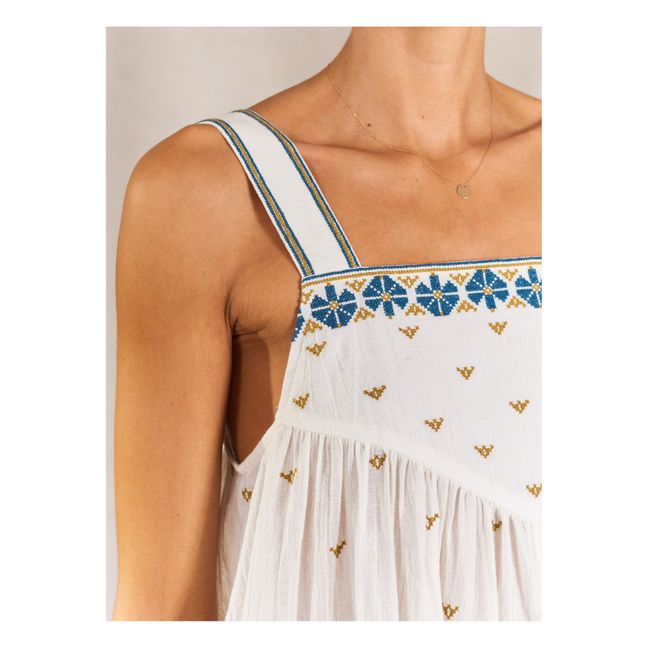 Jeanie Embroidered Dress Bianco