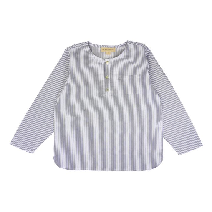 Organic Cotton Striped Kurta Shirt | Blue- Product image n°0