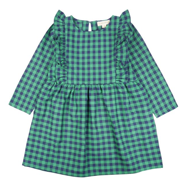 Flounce Gingham Dress | Green
