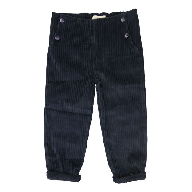 Pantaloni in velluto a costine in cotone bio  | Blu marino