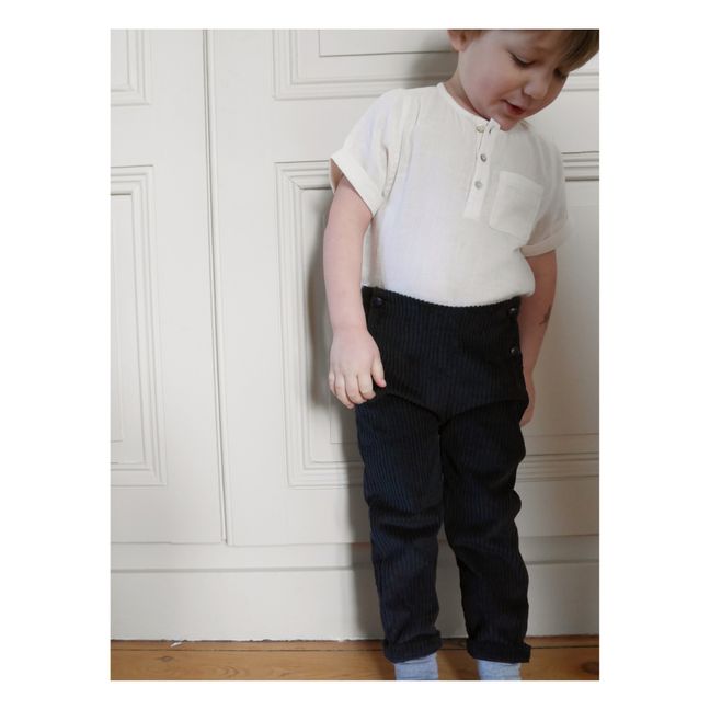 Pantaloni in velluto a costine in cotone bio  | Blu marino