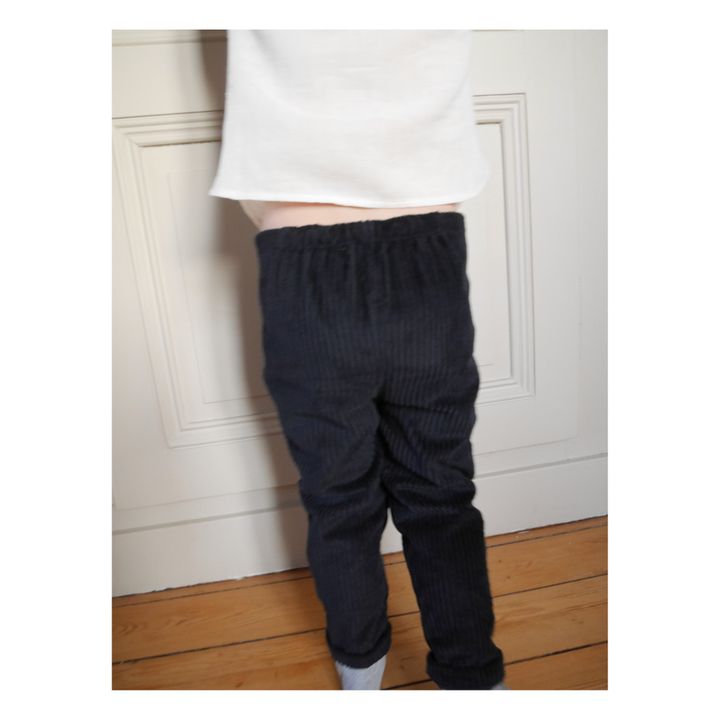 Pantalon Velours Côtelé Coton Bio  | Bleu marine- Image produit n°3