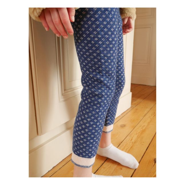 Recycled Wool and Organic Cotton Jacquard Leggings Blu reale