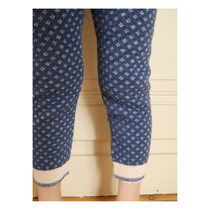 Recycled Wool and Organic Cotton Jacquard Leggings | Royal blue- Product image n°1